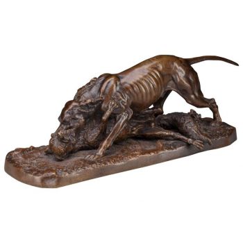 Pierre Jules Mene Bronze “Dogs Fighting for Fish” 19th Century