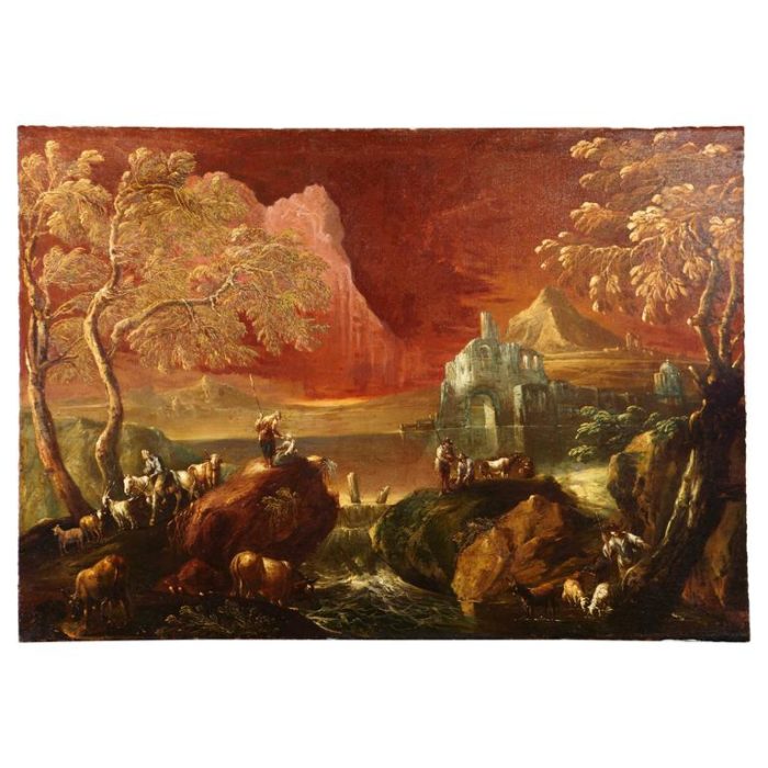 18th Century Italian Painting Attributed to Antonio Peruzzini and Marco Ricci