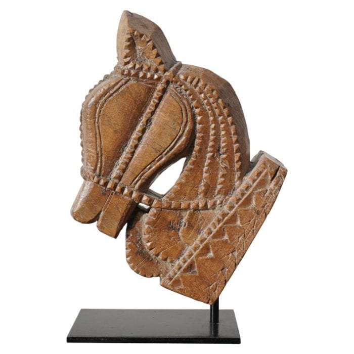 Indian Carved Wood Majaraja Style Horse Head, 19th Century