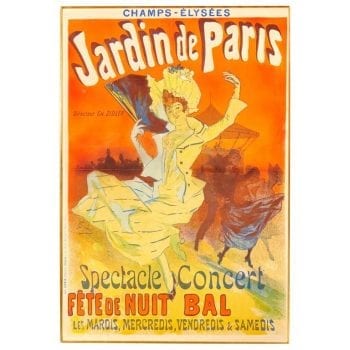 Original Jules Cheret Art Nouveau Jardins De Paris Poster, 1890