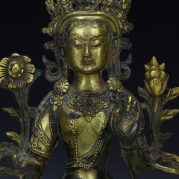Sino Tibetan Gilt Bronze Buddha or Tara, 19th Century