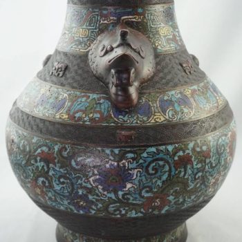 Qing Chinese Cloisonne Bronze Decorated Vase 19th Century
