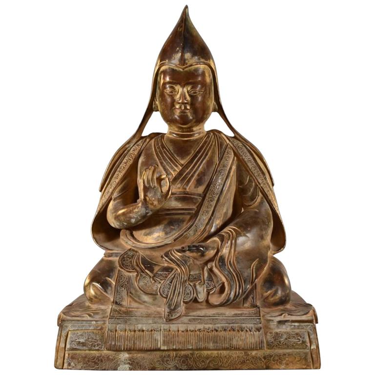18th Century Sino-Tibetan Bronze Figure of Tsongkhapa Buddha