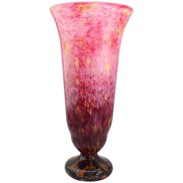 Monumental Schneider, Le Verre Francais Variegated Art Deco Vase