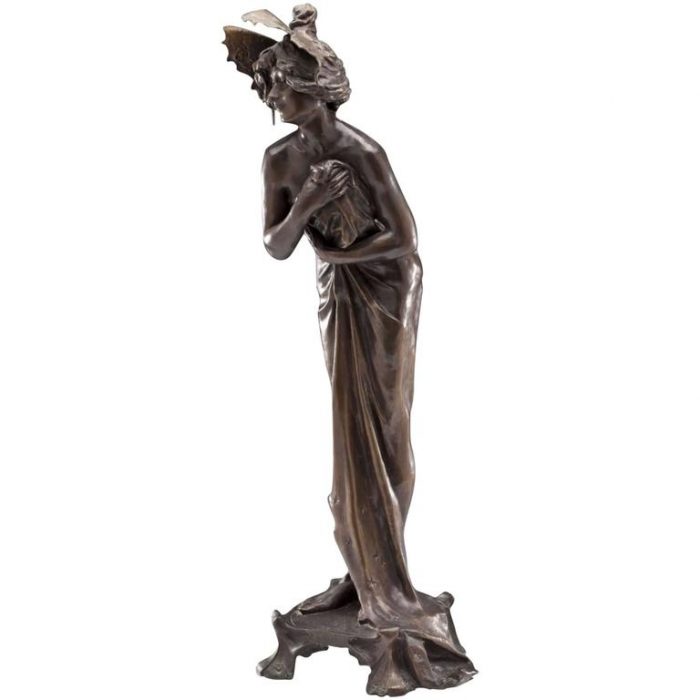 Lucien Charles Edouard Alliot Art Nouveau Bronze Sculpture “Phalene”