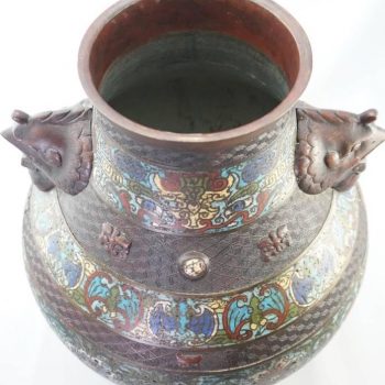 Qing Chinese Cloisonne Bronze Decorated Vase 19th Century