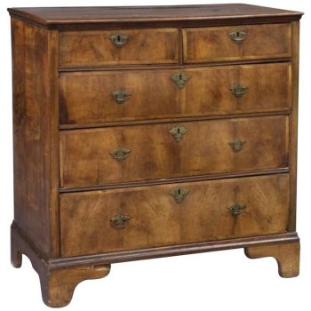 Early Georgian Mixed Wood Five-Drawer Chest Dresser
