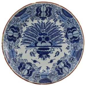18th Century Delft Peacock Plate Charger