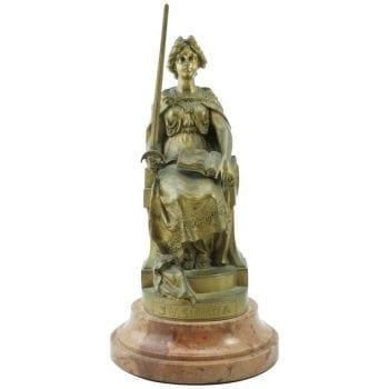 Carl Kauba Bronze Figure of “Justitia” Seated Woman with Sword