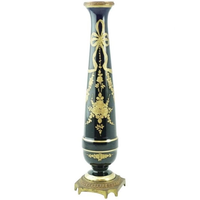 Serves Cobalt Blue and Gilt Mounted Porcelain Vase, 19th Century