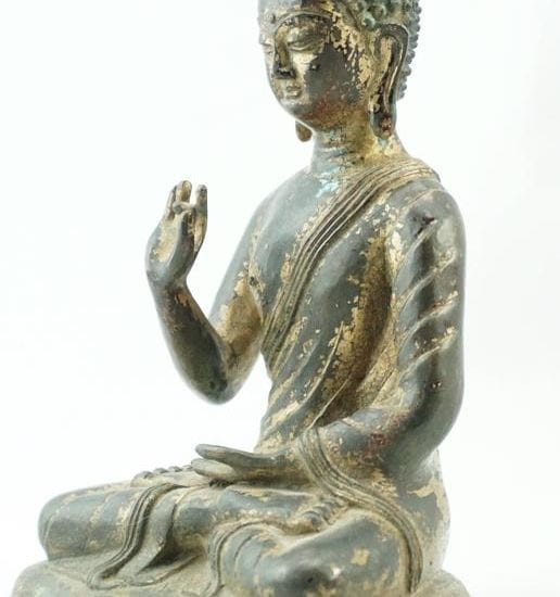 Late Ming 16th-17th Century Chinese Tibetan Gilt Bronze Shakyamuni Buddha