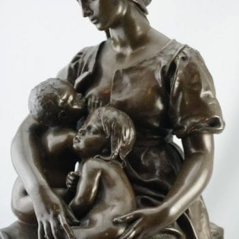 19th Century Paul Dubois Barbedienne Bronze of Mother and Child “Charity”