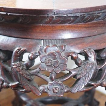 19th Century Chinese Rosewood and Marble Carved Stand, Qing Dynasty