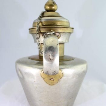 19th Century Tibetan Metallic Silver and Brass Prayer Teapot