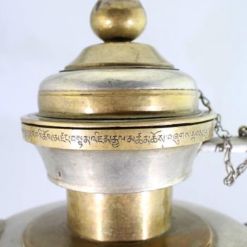 19th Century Tibetan Metallic Silver and Brass Prayer Teapot