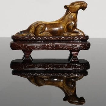 Chinese Carved Tigers Eye Han Tang Dynasty Style Horse