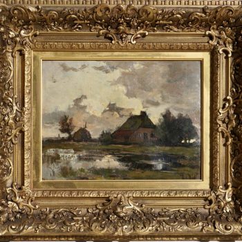 Theophile de Bock Farm House Landscape Oil Painting