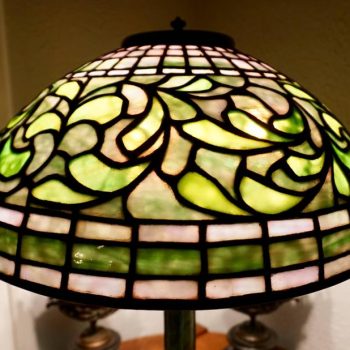Tiffany Studios New York 1445 Swirling Leaf Table Lamp Shade, circa 1910
