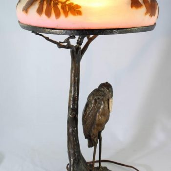 Emile Galle, Peter Tereszcuk Bronze and Cameo Glass Art Nouveau Lamp