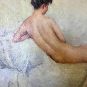 Leon Laurent Galand Art Deco Nude Oil on Canvas “Contemplation”