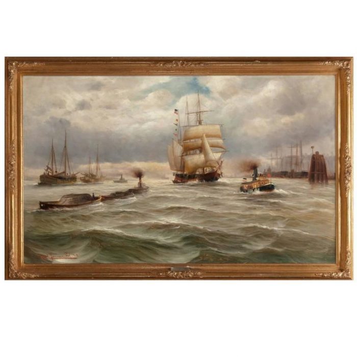 Painting by Alfred Jensen, French Harbor, 1918