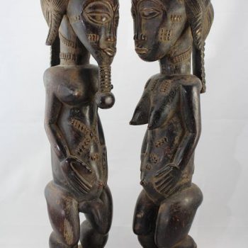 20th Century or Earlier Large Baule Cote D’Ivoire Male and Female Figures