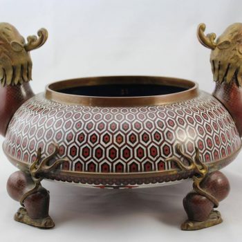 Rare and Important Imperial Cloisonne Archaistic Two-Piece Dragon Planter-Gui