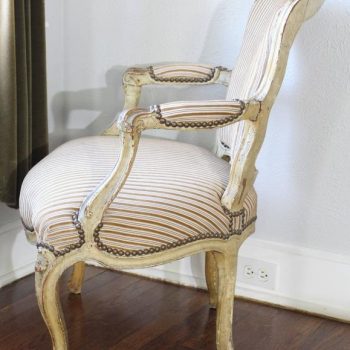 Period Louis XV Signed Upholstered Armchair Fauteuil, 18th Century