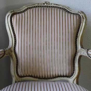 Period Louis XV Signed Upholstered Armchair Fauteuil, 18th Century