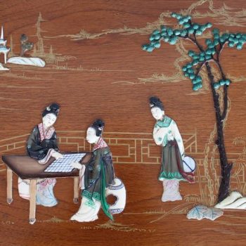 Mid-Century Chinese Scenic Inlay Rosewood Coffee Table