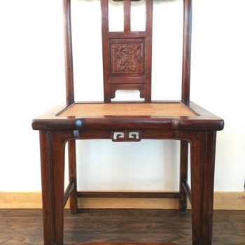 19th Century Chinese Rose Wood Pair of Sidechairs Qing Dynasty