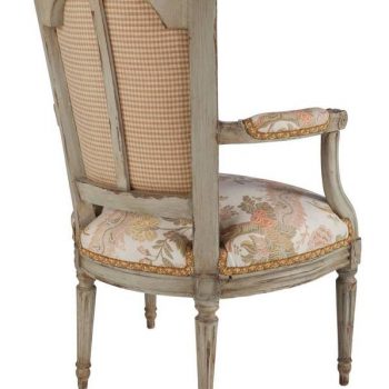 French Louis XVI Walnut Upholstered Armchair Fauteuil, Late 18th Century