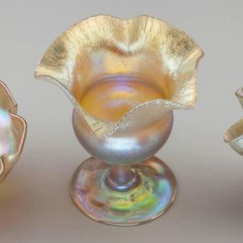Three Tiffany Studios Gold Favrille Bowls, circa 1900