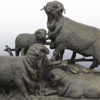 19th Century Jules Moigniez French Bronze Grouping of Ram or Sheep Family