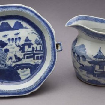 Antique Blue/White Canton Export Porcelain. 19th Century