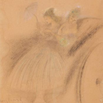 Louis Icart, French, 1888-1950 Ladies in a Carriage Pastel on Paper