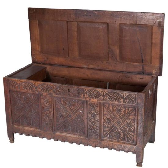 17th Century Jacobean Carved Oak Blanket Chest Coffer Avantiques