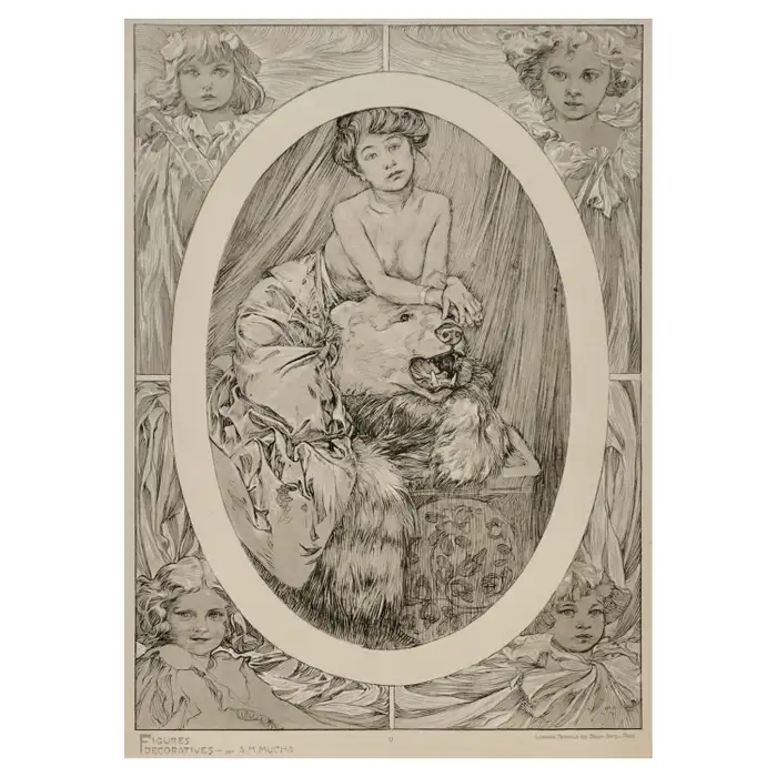 Alphonse Mucha Figures Decoratives Poster Plate 9 – Avantiques