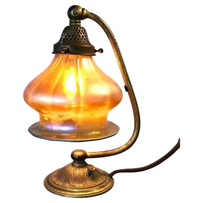 Tiffany Studios Bronze And Favrile Glass Table Lamp