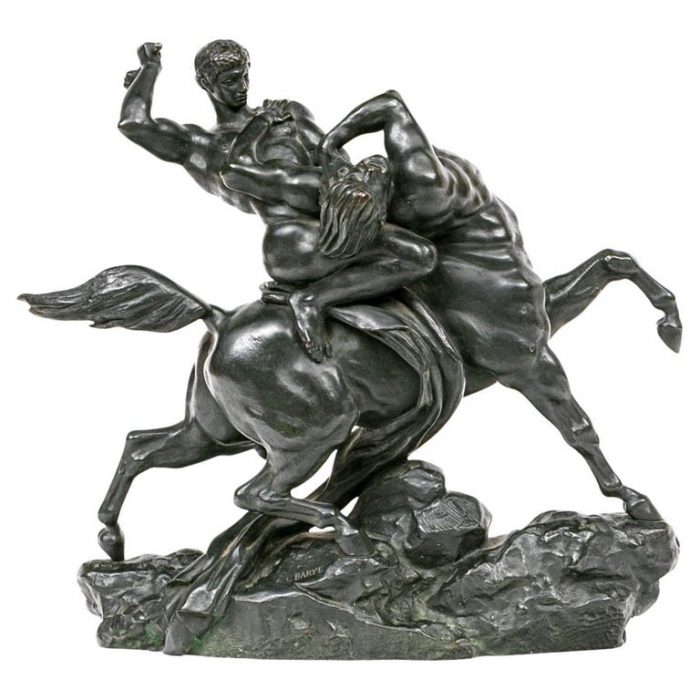 Antoine Louis Barye Theseus Slaying the Centaur Bienor Bronze