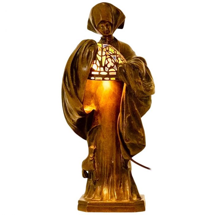 Leo Laporte Blairsy Art Nouveau Bronze Table Lamp