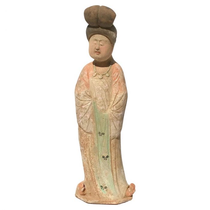 Tang Dynasty Painted Pottery Fat lady Sculpture