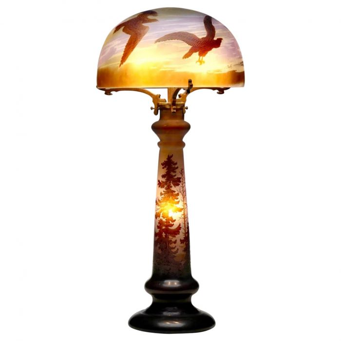 Emile Galle A Rare Paysage Vosges table lamp