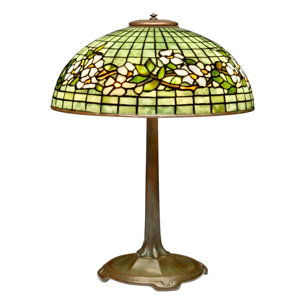 Tiffany Studios Dogwood Floral Stained Glass Table Lamp