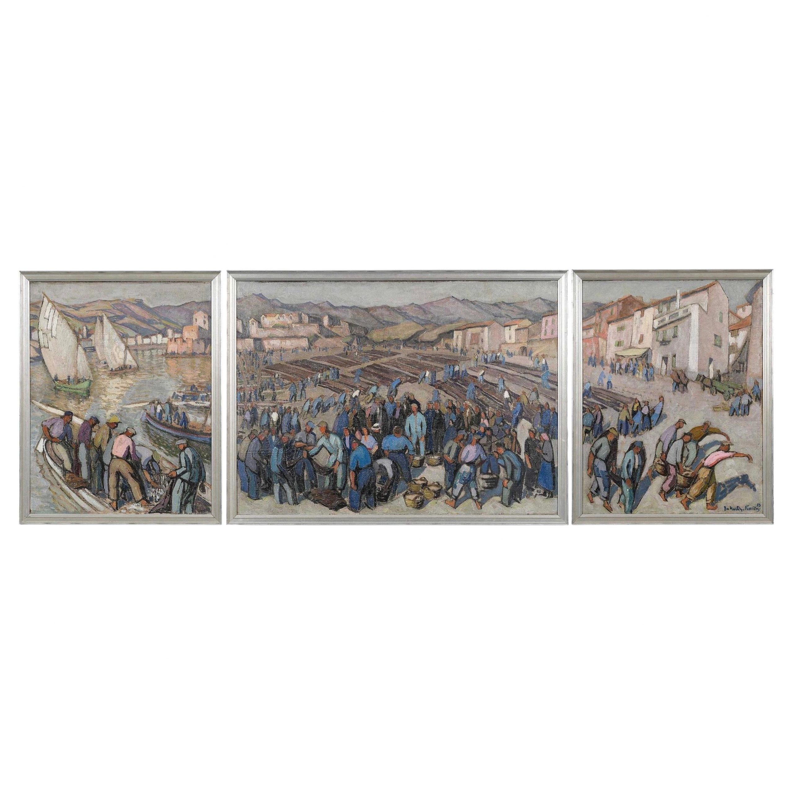 Jacques Martin Ferrieres Triptych Oil Paintings Collioure